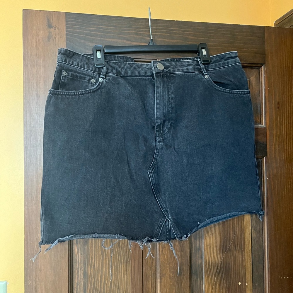 ASOS Denim Mini Skirt with Raw Hem - Black wash